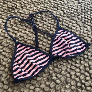 Pink Blue Striped Halter Bra Bralette Bandeau